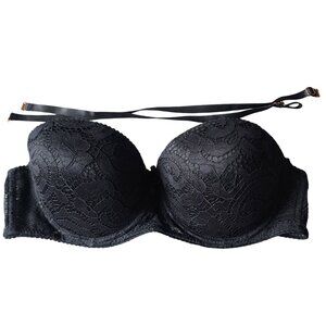 Marilyn Monroe Black Lace Strapless Bra 38C With Adjustable Straps